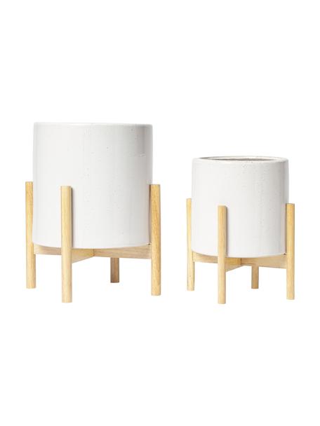 Set 2 fioriere con struttura in legno Clivia, Struttura: legno, Bianco, legno, Set in varie misure