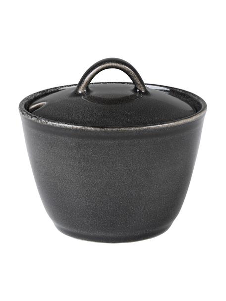 Ručne vyrobená cukornička Nordic Coal, Kamenina, Antracitová, Ø 10 x V 7 cm