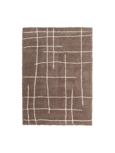 Puszysty ręcznie tuftowany dywan z długim włosiem Amelie, Brązowy, kremowobiały, S 80 x D 150 cm (Rozmiar XS)