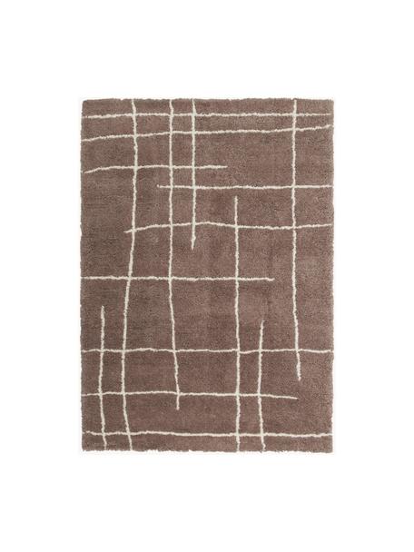 Ručně tkaný načechraný koberec s vysokým vlasem Amelie, Hnědá, krémově bílá, Š 80 cm, D 150 cm (velikost XS)