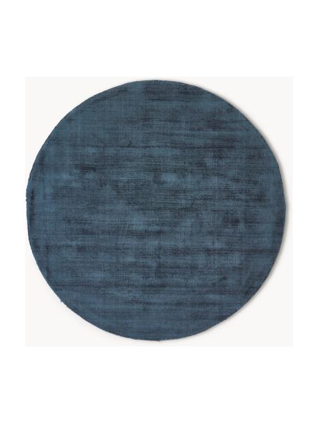 Tapis rond en viscose tissé main Jane, Bleu foncé, Ø 150 cm (taille M)