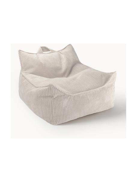 Fauteuil poire pour enfants en velours côtelé Sugar, Velours côtelé blanc, larg. 70 x prof. 80 cm