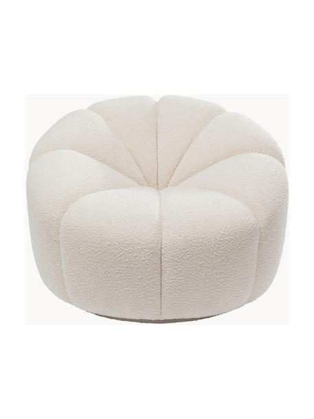 Fotel koktajlowy bouclé Peppo Lounge, Tapicerka: 100% poliester (bouclé), Korpus: sklejka, Biały bouclé, Ø 97 x W 70 cm