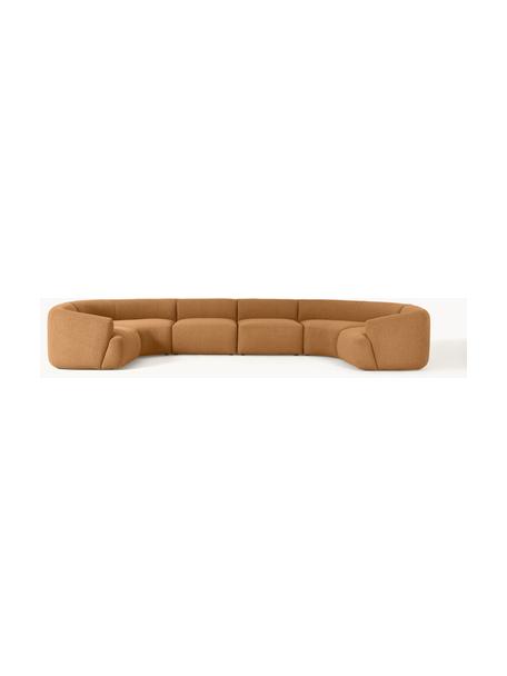 Sofa modułowa XL bouclé Sofia, Tapicerka: bouclé (100% poliester) D, Stelaż: drewno świerkowe z certyf, Nogi: tworzywo sztuczne, Jasnobrązowy bouclé, S 450 x G 231 cm