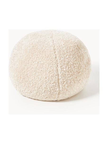 Pouf tissu peluche Dotty, Blanc crème, Ø 50 x haut. 50 cm