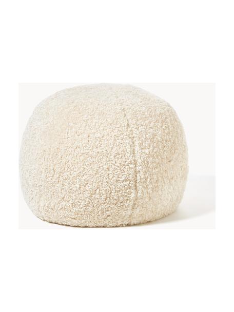 Pouf tissu peluche Dotty, Blanc crème, Ø 50 x haut. 50 cm