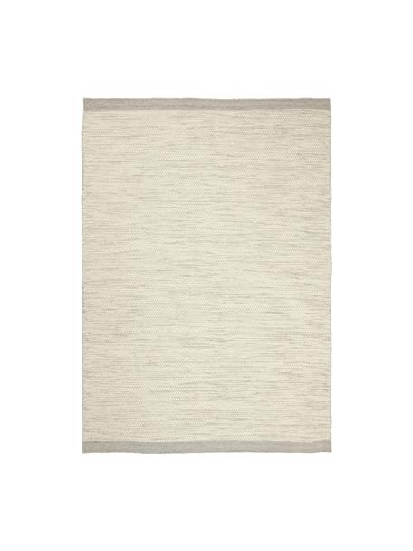 Tappeto in lana tessuto a mano color crema/grigio chiaro maculato Asko, Retro: cotone Nel caso dei tappe, Crema, Larg. 70 x Lung. 140 cm (taglia XS)