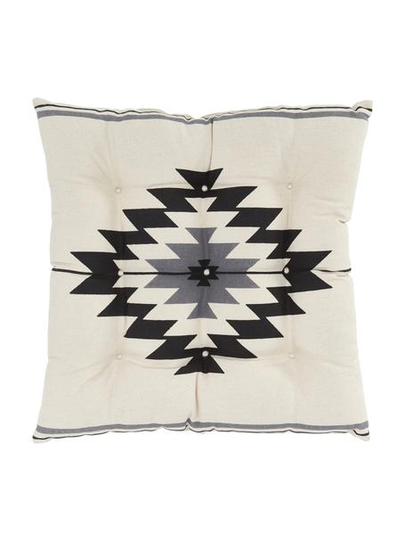 Ethno stoelkussen Luca, Bekleding: 100% katoen, Zwart, grijs, wit, B 40 x L 40 cm