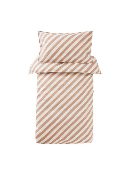 Biancheria da letto a righe in cotone percalle rosa/bianco Franny, Tessuto: percalle, Rosa, bianco, 100 x 130 cm + 1 federa 55 x 35 cm