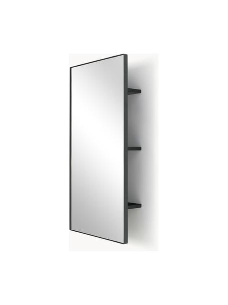 Specchio da parete Bryan, Cornice: plastica, Retro: pannello MDF (fibra a med, Nero, Larg. 45 x Alt. 90 cm