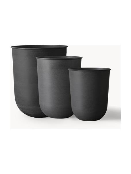 Cache-pots Out, 3 élém., Métal émaillé, Anthracite, Lot de tailles différentes