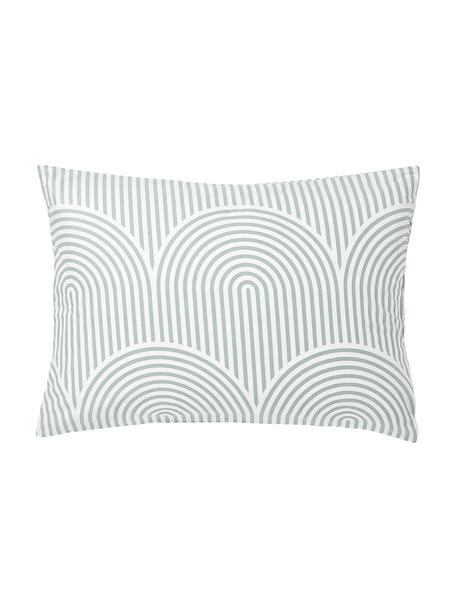 Funda de almohada de algodón Arcs, Verde, blanco, An 50 x L 70 cm