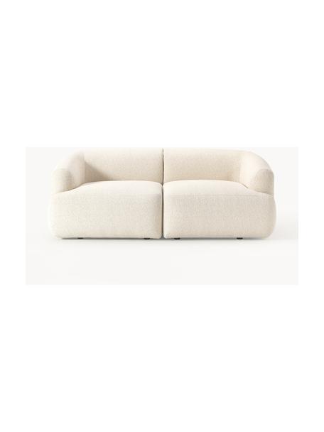 Sofa modułowa bouclé Sofia (2-osobowa), Tapicerka: bouclé (100% poliester) D, Stelaż: drewno świerkowe z certyf, Nogi: tworzywo sztuczne, Bouclé w odcieniu złamanej bieli, S 186 x G 103 cm