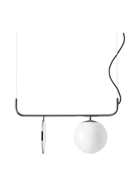 Lampada a sospensione con sfera in vetro Mond, Paralume: vetro opale, Struttura: metallo zincato, Bianco, cromato, Ø 20 x Alt. 64 cm