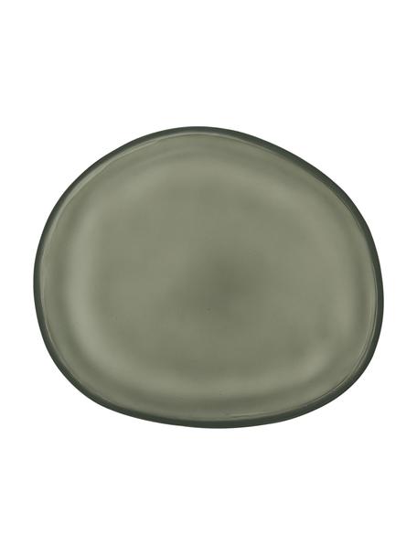 Plato pan artesanal de vidrio reciclado Frost, 4 uds., Vidrio reciclado, Caqui, semitransparente, L 18 x An 15 cm
