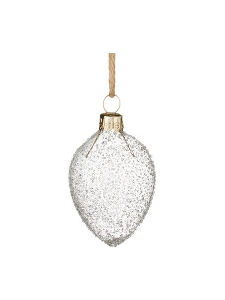 Handgefertigte Deko-Anhänger Clear, 3 Stück, Glas, Transparent, Ø 4 x H 6 cm