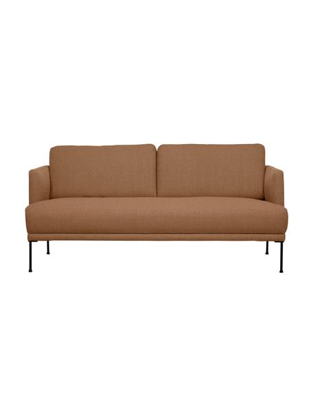 Divano 2 posti con piedini in metallo Fluente, Rivestimento: 100% poliestere Con 115.0, Struttura: legno di pino massiccio, , Piedini: metallo verniciato a polv, Tessuto color torrone, Larg. 166 x Prof. 85 cm