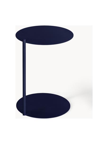 Tavolino rotondo in metallo Ande, Acciaio verniciato a polvere, Blu scuro, Ø 40 x Alt. 55 cm