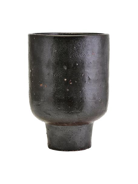Cache-pot fait main Artist, Argile, émaillée, Brun-noir avec traces d'usure intentionnelles, Ø 22 x haut. 32 cm