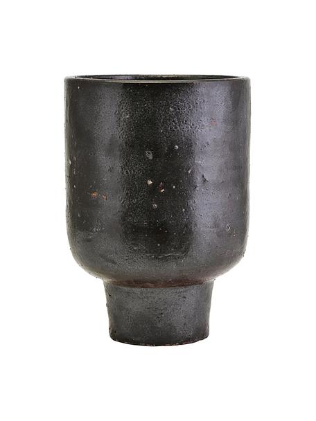 Macetero artesanal Artist, Arcilla esmaltada, Negro, Ø 22 x Al 32 cm