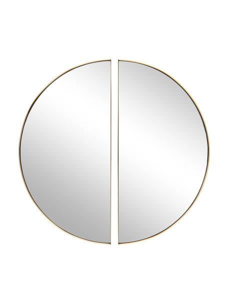 Set de espejo de pared Selena, 2 uds., Espejo: cristal, Parte trasera: tablero de fibras de dens, Dorado, Ø 72 cm