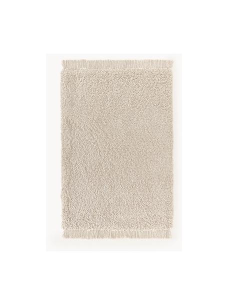 Flauschiger Hochflor-Teppich Dreamy mit Fransen, 100 % Polyester, GRS-zertifiziert, Beige, B 300 x L 400 cm (Größe XL)