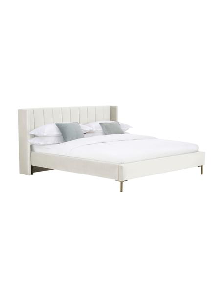 Lit matelassé en velours Dusk, Velours beige, larg. 160 x long. 200 cm
