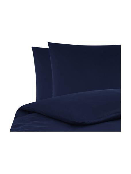 Parure copripiumino in raso di cotone Comfort, Blu scuro, 255 x 200 cm + 2 federe 50 x 80 cm