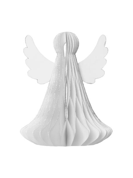 Decoratief object Angel in wit, 2 stuks, Papier, Wit, Ø 10 x H 12 cm