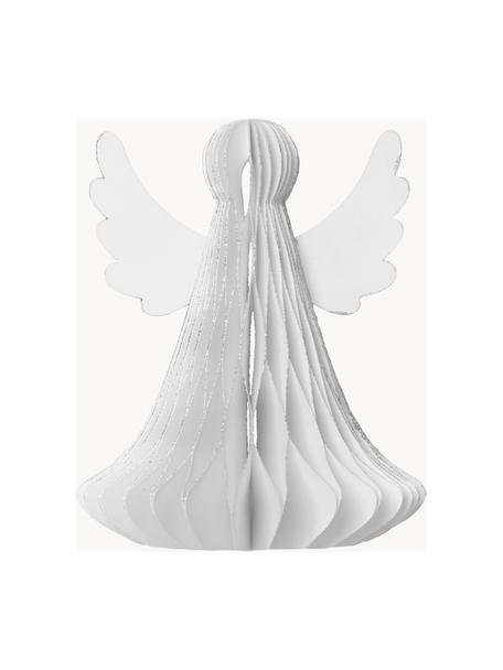 Piezas decorativas Angel, 2 uds., Papel, Blanco, Ø 10 x Al 12 cm