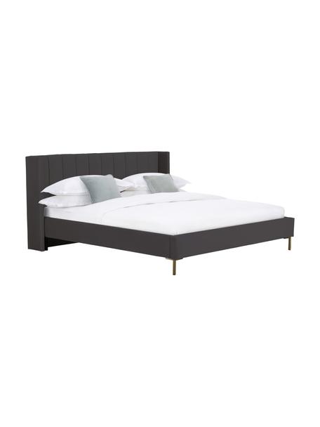 Sametová čalouněná postel Dusk, Antracitová, Š 140 cm, D 200 cm