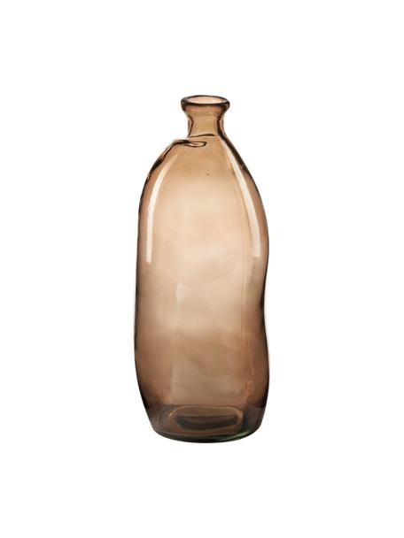Vaso bottiglia in vetro riciclato marrone Dina, Vetro riciclato, certificato GRS, Marrone, Ø 13 x Alt. 35 cm