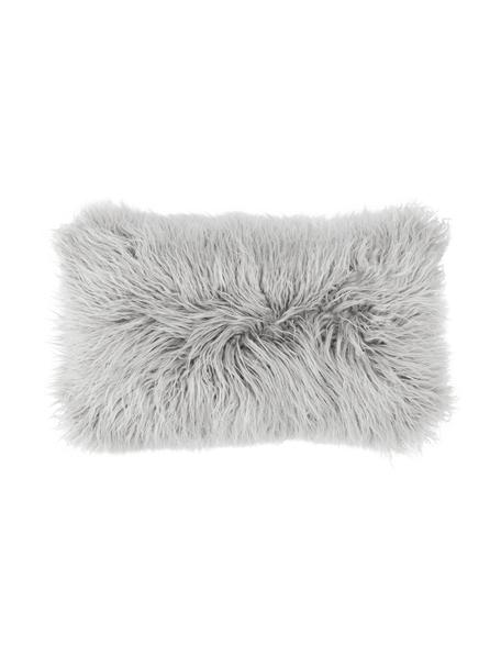 Funda de cojín de piel sintética rizada Morten, Parte delantera: 67% acrilico, 33% poliést, Parte trasera: 100% poliéster, Gris claro, An 30 x L 50 cm