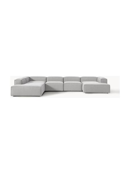 Sofa modułowa Lennon, Tapicerka: 100% poliester Dzięki tka, Stelaż: lite drewno sosnowe, skle, Nogi: tworzywo sztuczne Ten pro, Szara tkanina, S 418 x G 269 cm,  lewostronna