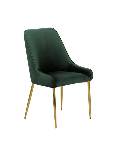 Krzesło tapicerowane z aksamitu Ava, Tapicerka: aksamit (100% poliester) , Nogi: metal galwanizowany, Aksamitny ciemny zielony, S 53 x G 60 cm