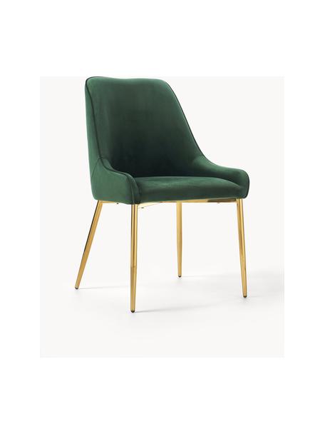 Fluwelen stoel Ava, Bekleding: fluweel (100% polyester), Poten: gegalvaniseerd metaal, Fluweel donkergroen, B 53 x D 60 cm