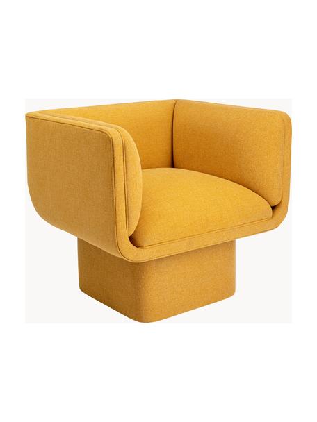 Loungesessel Focus mit Drehfunktion, Bezug: 100 % Polyester, Gestell: Sperrholz, lackiert, Stoff Senfgelb, B 77 x T 74 cm