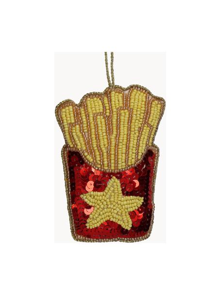 Décoration de sapin de Noël French Fries, Perles, Jaune, rouge, larg. 7 x haut. 10 cm