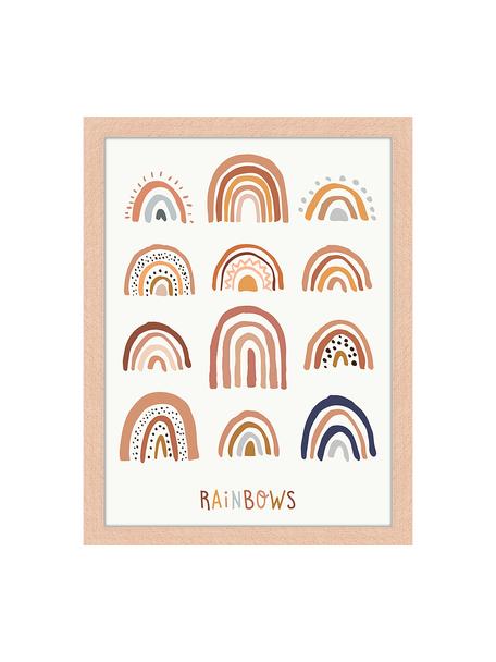 Ingelijste digitale print All the Rainbows, Lijst: beukenhout FSC-gecertific, Licht hout, meerkleurig, gebroken wit, B 33 x H 43 cm