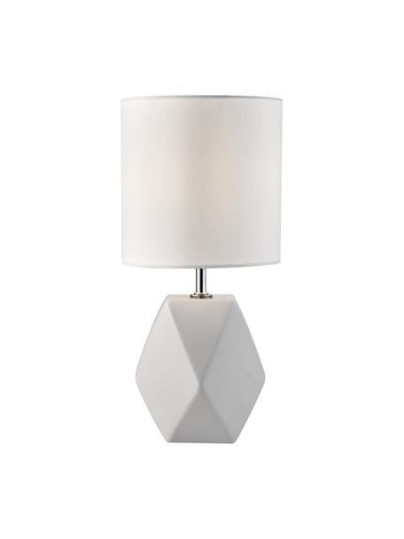 Kleine keramische tafellamp Sage in wit, Lampenkap: stof, Lampvoet: keramiek, Wit, Ø 15 x H 31 cm