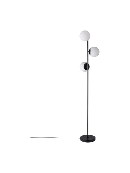 Lámpara de pie de vidrio opalino Lilly, Cable: plástico, Negro, blanco, Ø 30 x Al 150 cm