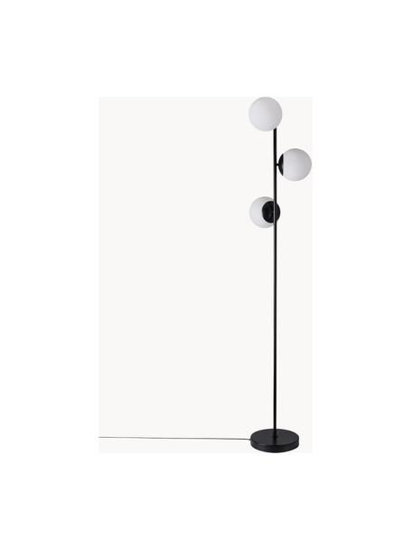 Vloerlamp Lilly van opaalglas, Lampvoet: gecoat metaal, Zwart, wit, H 150 cm