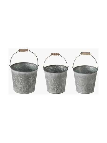 Petit cache-pot Silene, 3 élém., Zinc, Lot de différentes tailles