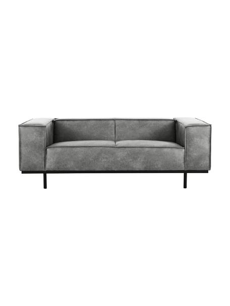 Leder-Sofa Abigail (2-Sitzer) in Dunkelgrau mit Metall-Füßen, Bezug: Lederfaserstoff (70% Lede, Beine: Metall, lackiert, Leder Dunkelgrau, B 190 x T 95 cm