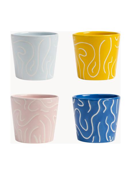 Tazas artesanales Soba, 4 uds., Porcelana, Multicolor, Ø 7 x Al 7 cm, 150 ml