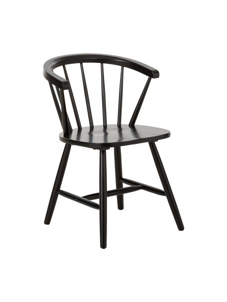 Windsor-Holzstühle Megan in Schwarz, 2 Stück, Kautschukholz, lackiert, Kautschukholz, szchwarz lackiert, B 53 x T 52 cm