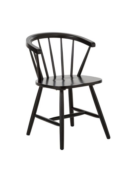 Windsor-Holzstühle Megan in Schwarz, 2 Stück, Kautschukholz, lackiert, Kautschukholz, schwarz lackiert, B 53 x T 52 cm