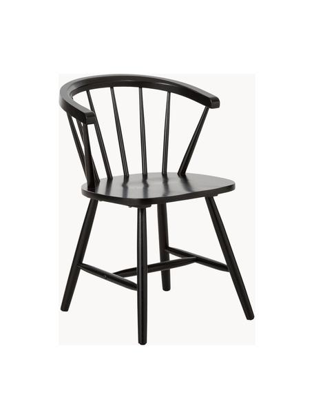 Sillas con reposabrazos de madera Windsor Megan, 2 uds., Madera de caucho lacada, Negro, An 53 x F 52 cm