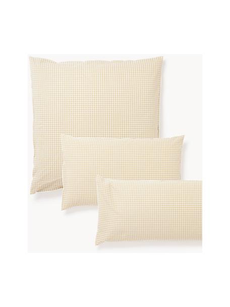 Taie d'oreiller en coton seersucker à carreaux Davey, Beige, blanc, larg. 65 x long. 65 cm