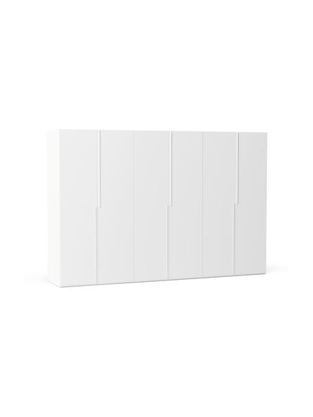 Modulaire draaideurkast Leon in wit, 300 cm breed, meerdere varianten, Frame: met melamine beklede spaa, Wit, Basis interieur, hoogte 200 cm